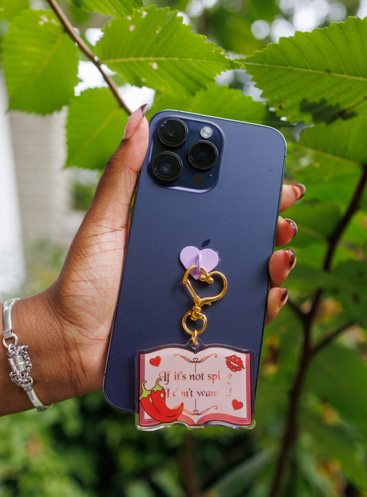 "If It's Not Spicy I Don't Want It" Keychain/Kindle Charm -  Bookish Fairycore Cottagecore Pinstory Original Keychain/Kindle Charm