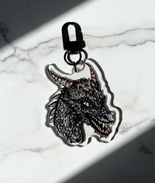 It's Dragon Time Hand Illustrated Dragon Keychain