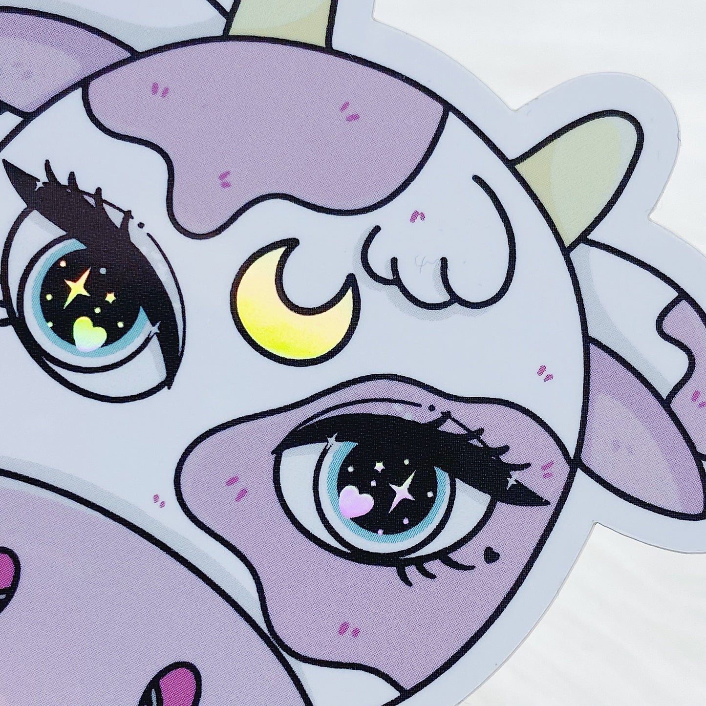 Strawberry Space Cow Vinyl Sticker Die Cut | Holographic Foil