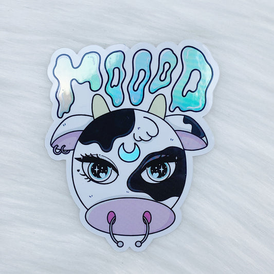 Moood Space Cow Vinyl Sticker Die Cut | Holographic Foil