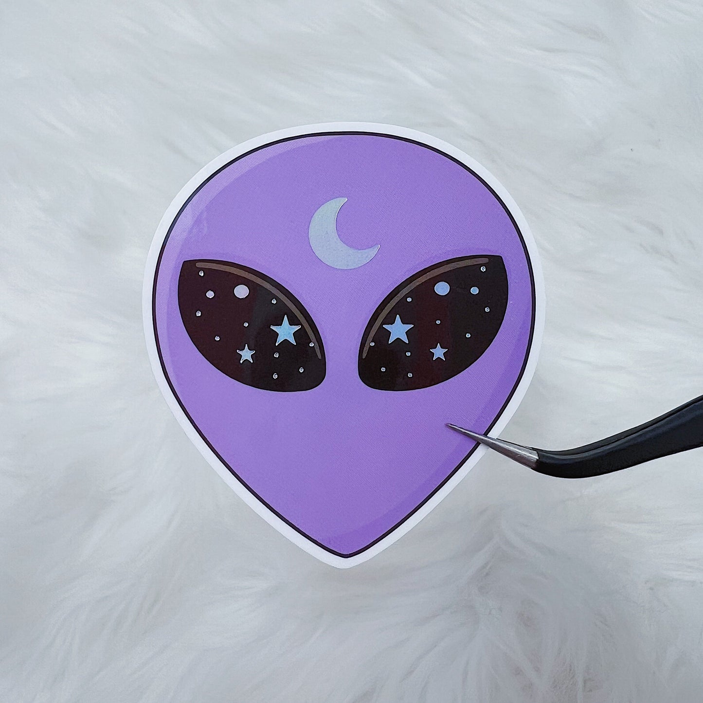 Purple Alien Vinyl Sticker Die Cut | Holographic Foiled