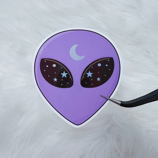 Purple Alien Vinyl Sticker Die Cut | Holographic Foiled