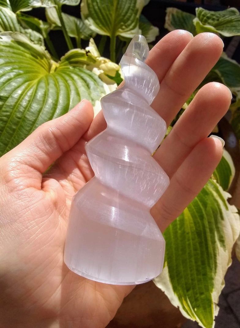 Selenite Spiral Tower 10cm
