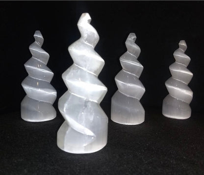 Selenite Spiral Tower 10cm