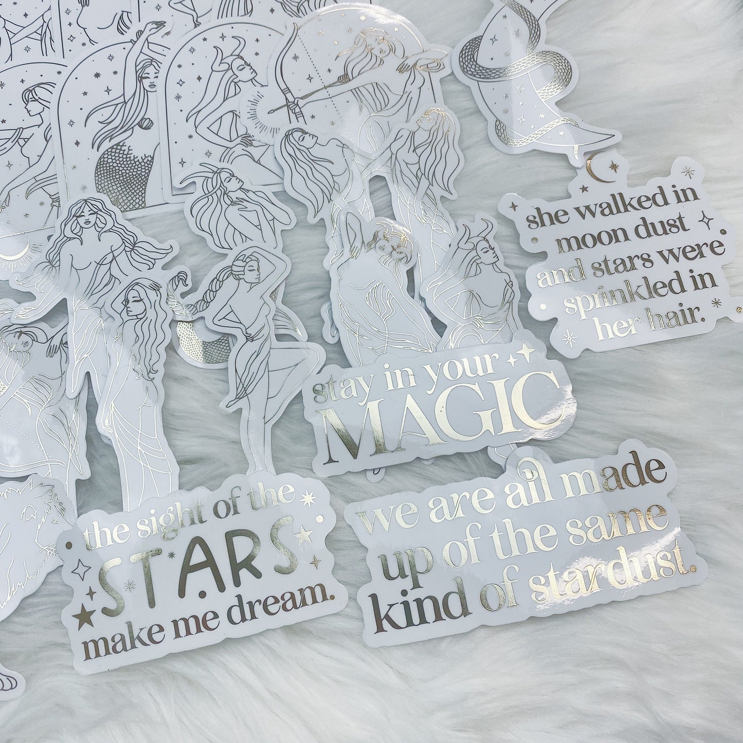 Lunar Eclipse Zodiac Clear Sticker Die Cut Pack | Soft Gold Foiled