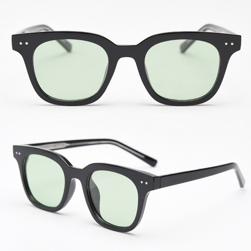 Unisex Black Frame Colored Lenses Square Fashion Sunglasses