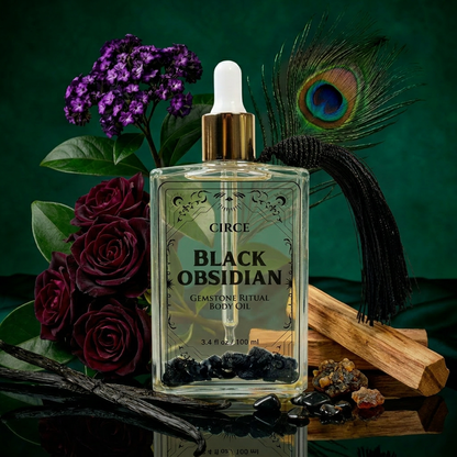 Protection Body Oil — Obsidian Crystal Ritual Oil -  Black Obsidian Gemstone Body Oil