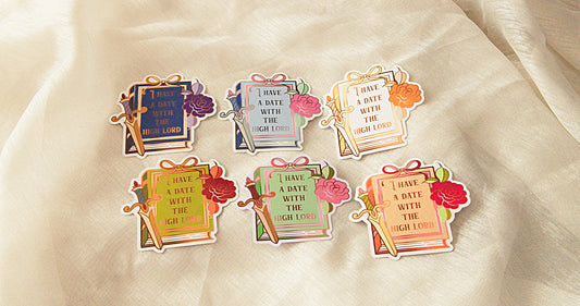 "I Have A Date With The High Lord" Bookish Sticker Set- ACOTAR Bookish Fairycore Cottagecore Pinstory Original Bookish Sticker