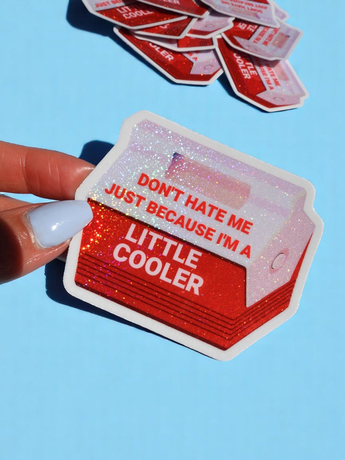 Funny Vinyl Sticker – Little Cooler – Retro Red Holographic Waterproof Decal
