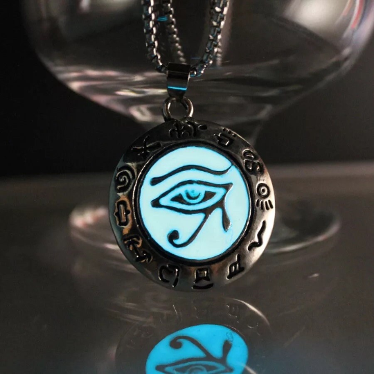 Glow in the Dark Ancient Egyptian Eye of Horus Necklace ,Kida Necklace, Atlantis Cosplay Necklace, Glow in Dark Necklace, Glowing Pendant