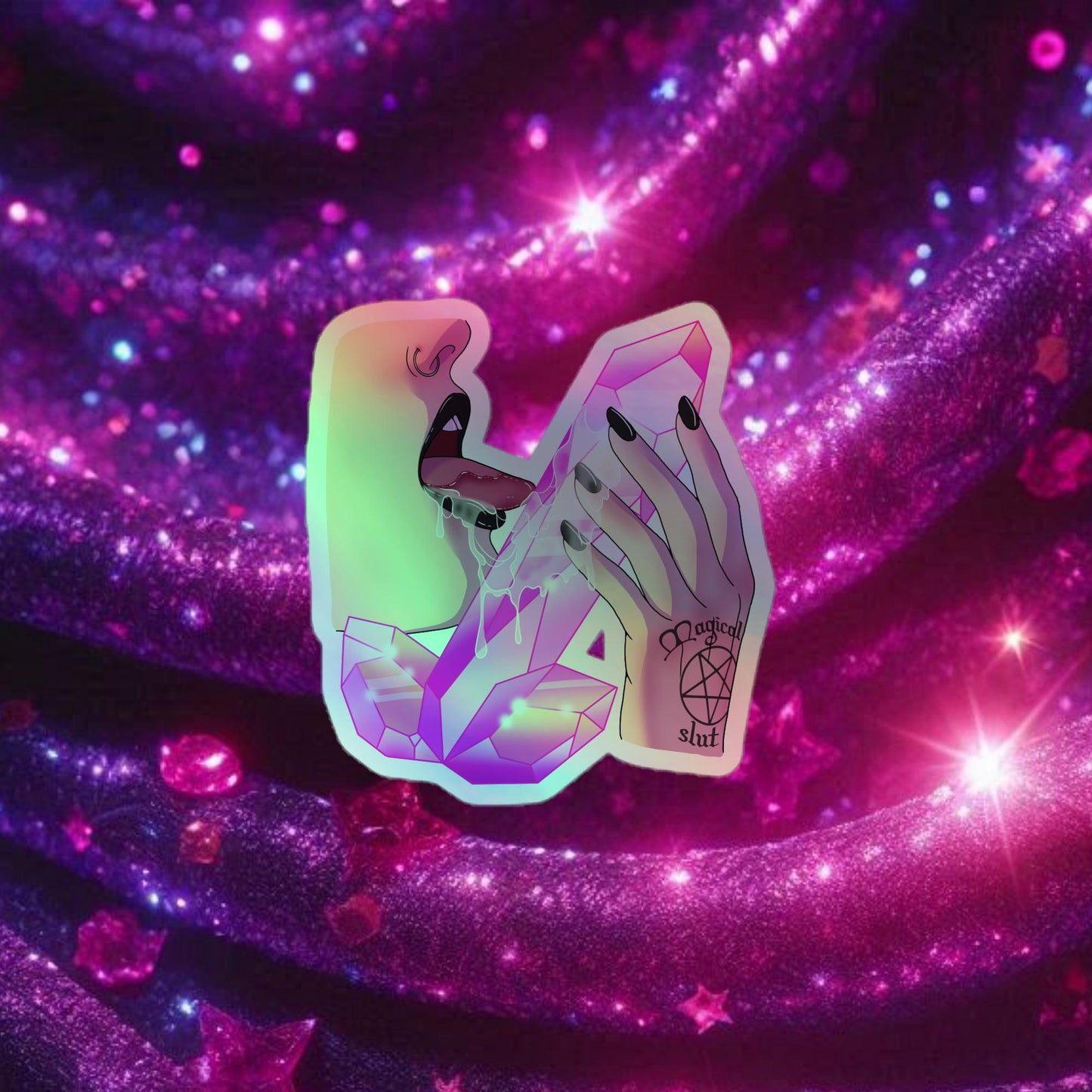 Magical Slut Pink Holographic stickers