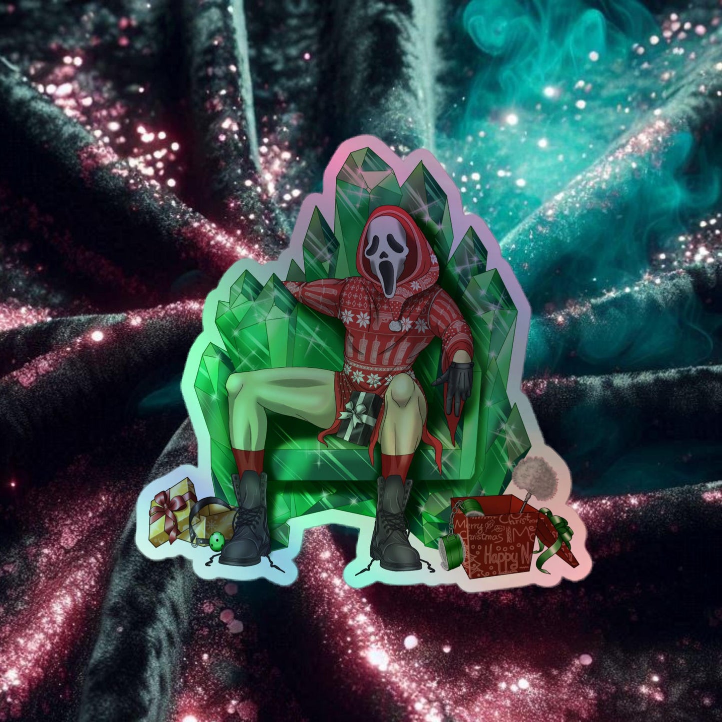 Ghostface Christmas Throne Holographic stickers