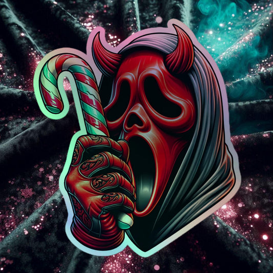 Devil Ghostface Candy Cane Holographic stickers