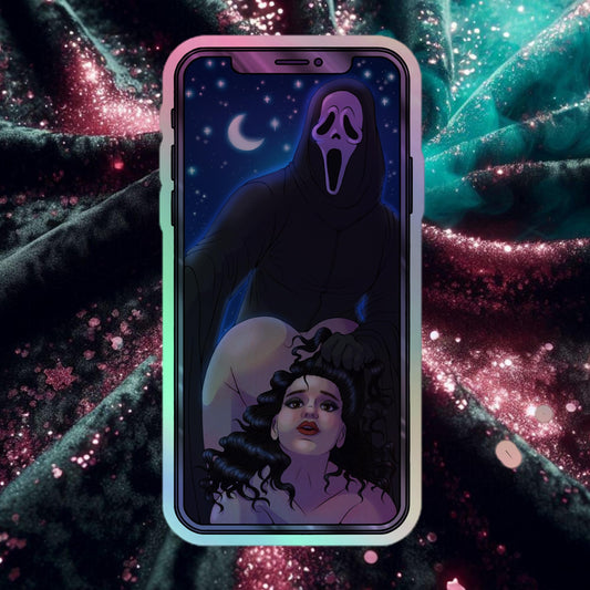 Ghostface Phone Selfie Holographic stickers