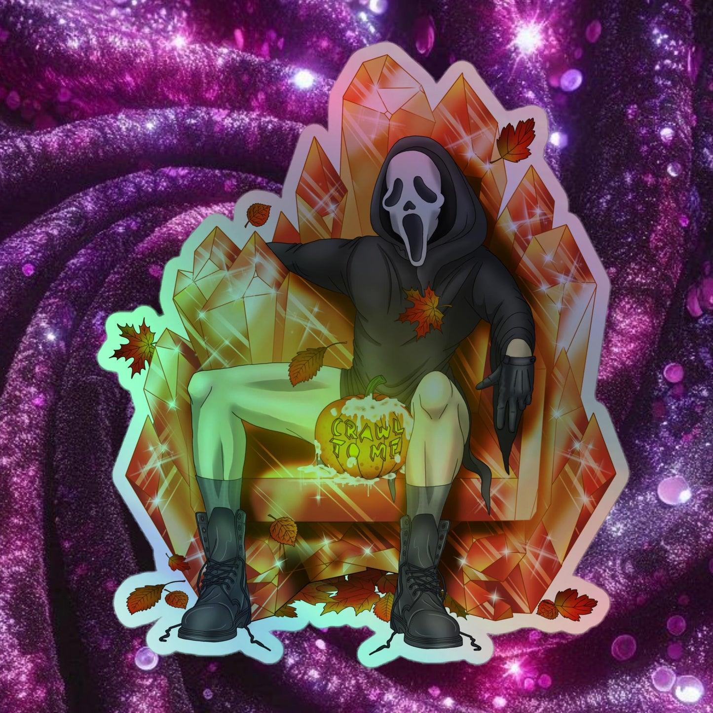 Ghostface Halloween Throne Holographic stickers