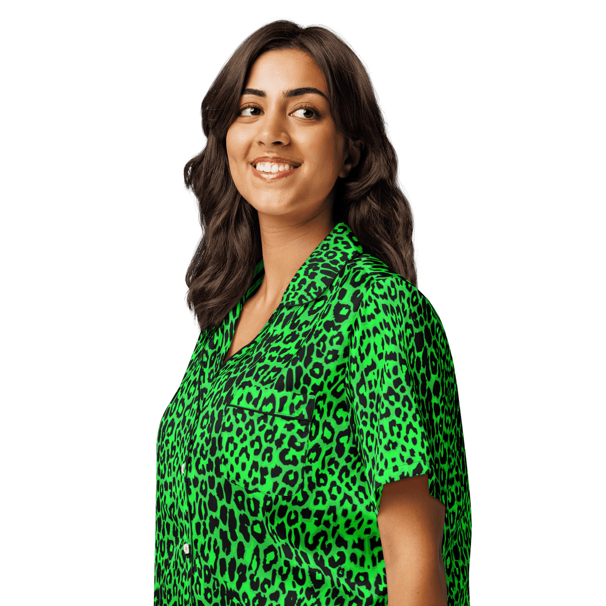 Lime Leopard Silky Pajama Top