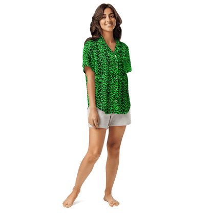 Lime Leopard Silky Pajama Top