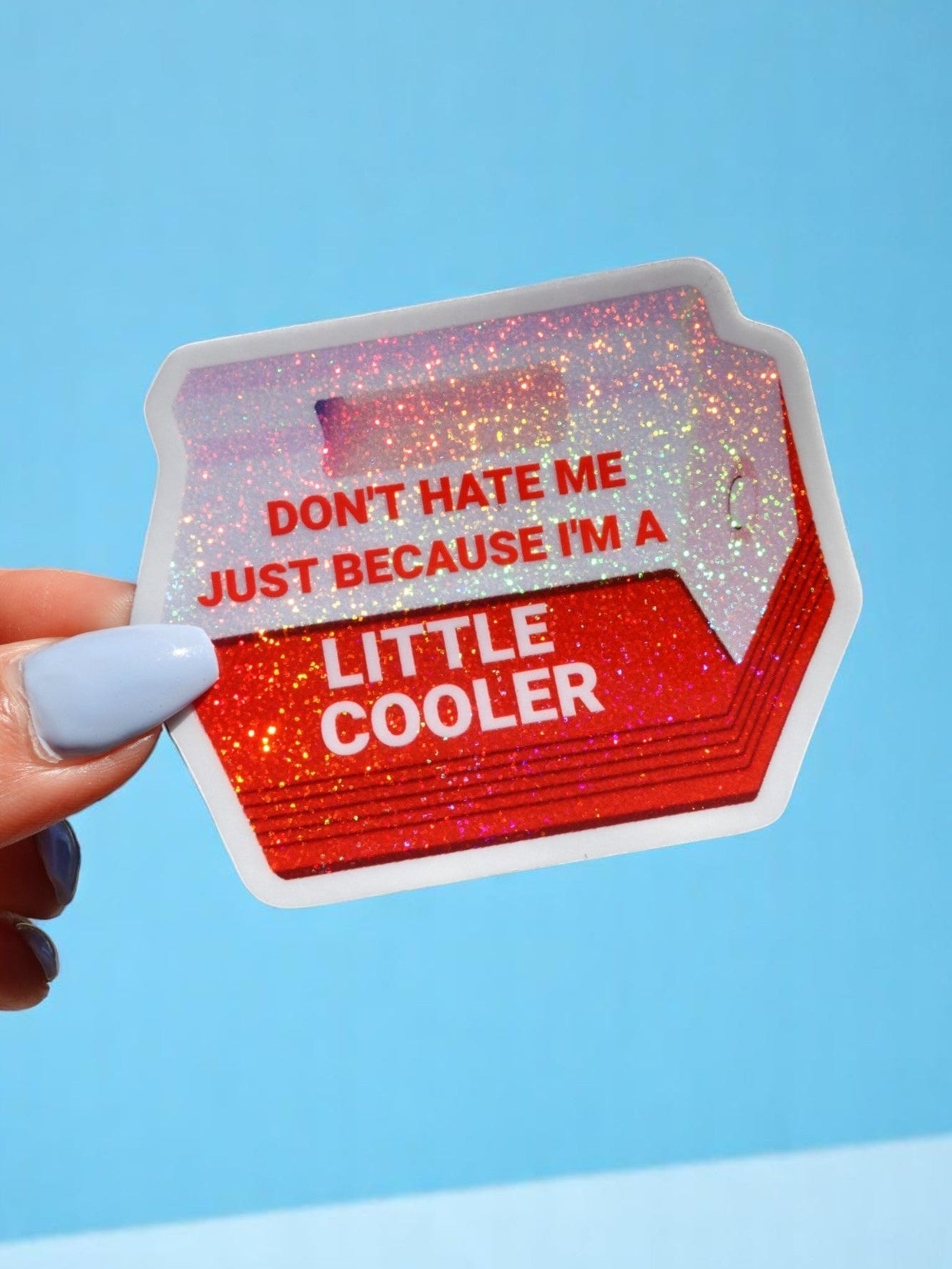 Funny Vinyl Sticker – Little Cooler – Retro Red Holographic Waterproof Decal