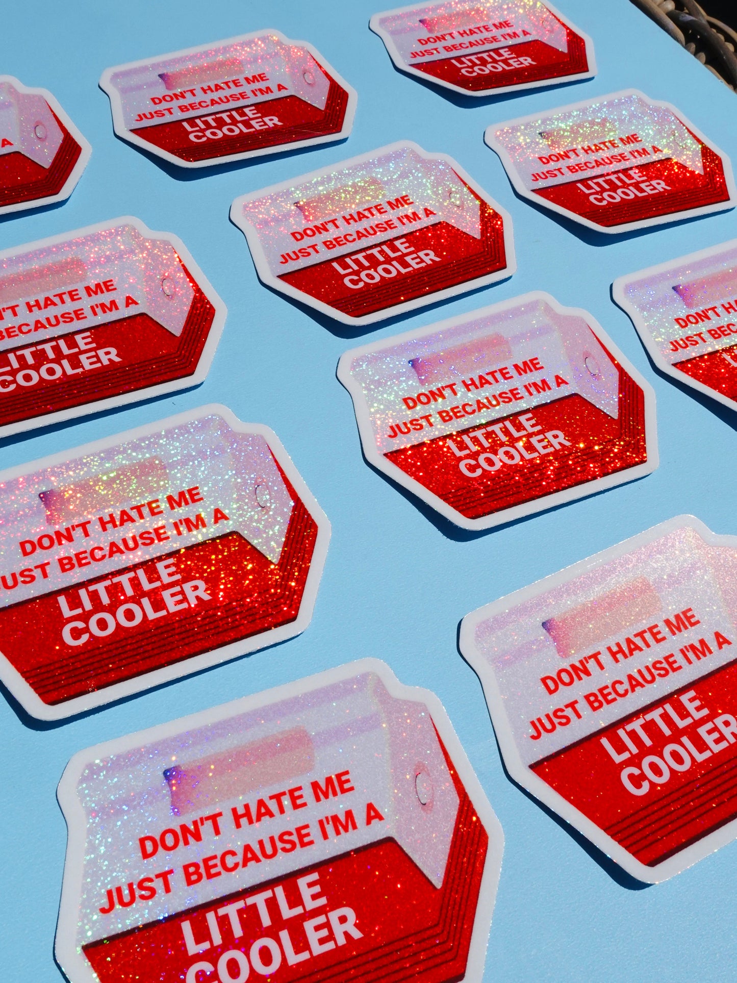 Funny Vinyl Sticker – Little Cooler – Retro Red Holographic Waterproof Decal
