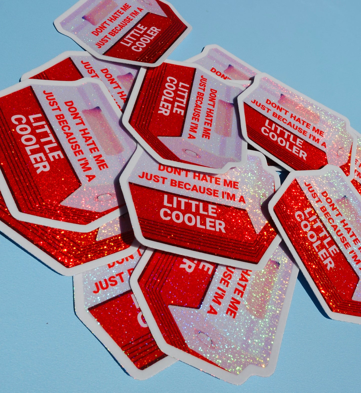 Funny Vinyl Sticker – Little Cooler – Retro Red Holographic Waterproof Decal