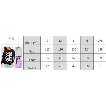 Sequin Skeleton Halloween Sweatshirt for Women – Spooky Casual Crew Neck Pullover, Long Sleeve Fall Streetwear