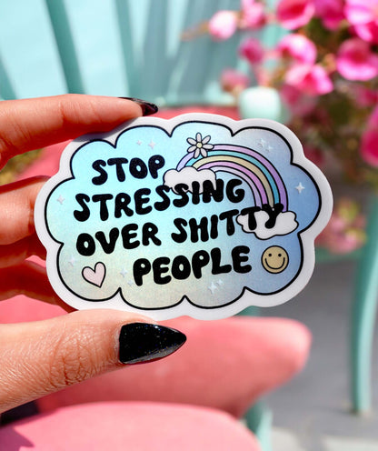 Funny Mental Health Sticker Pack –  Holographic Waterproof Vinyl Decals – Discounted Bundle of Anxiety, Therapy & Trauma Humor