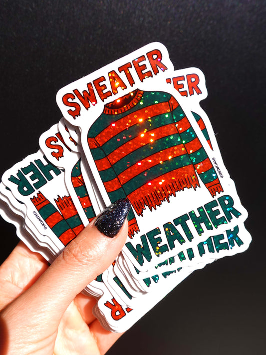 Sweater Weather Horror Halloween Glitter Vinyl Sticker